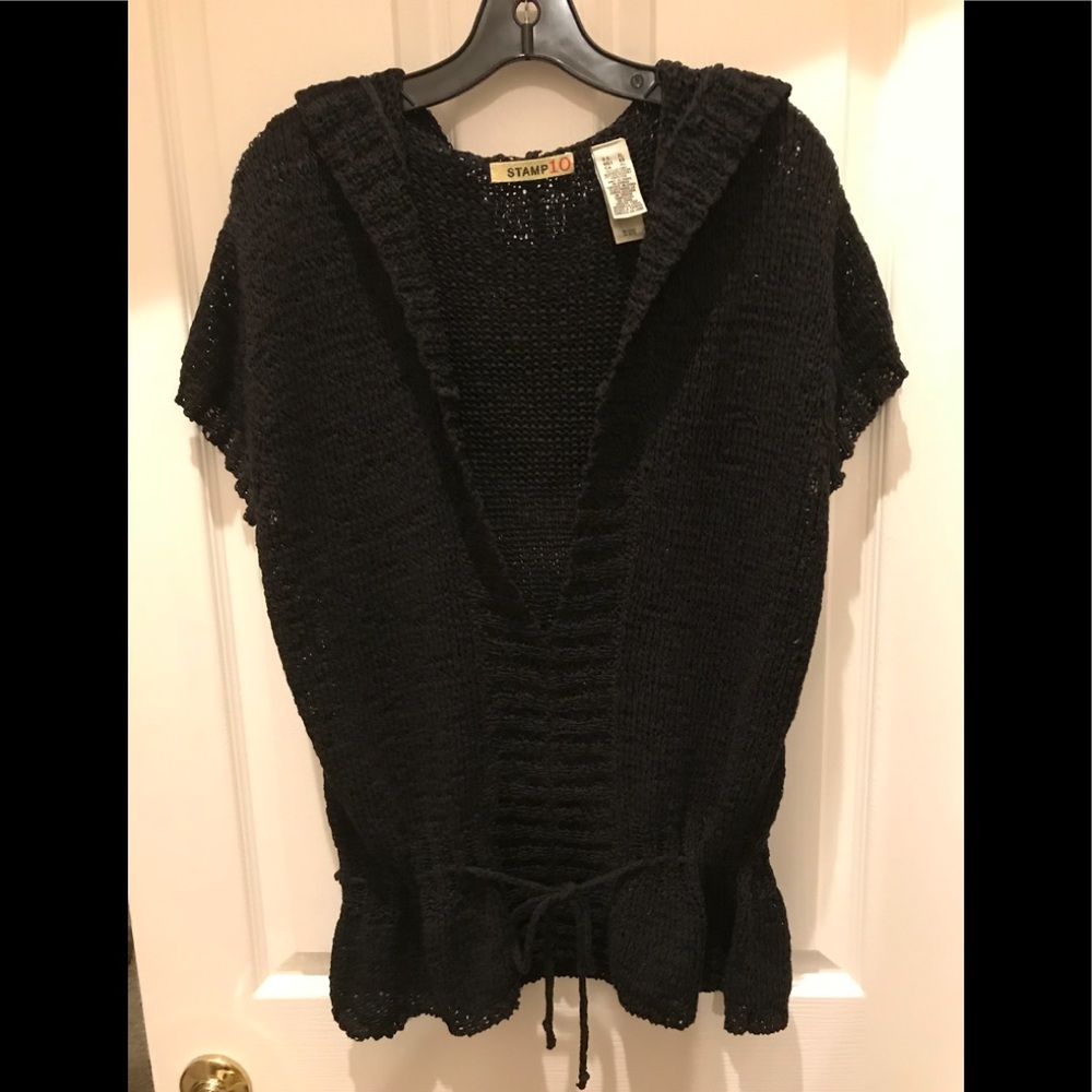 NEW Black Crochet STAMP 10 Pullover Sz XL Top